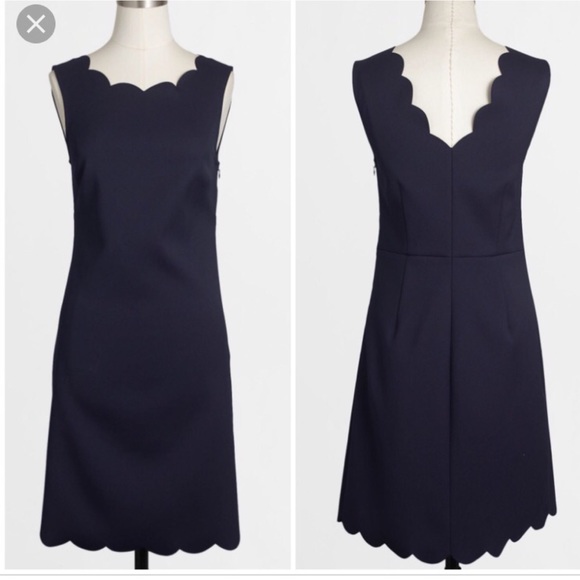 j crew navy scalloped dress